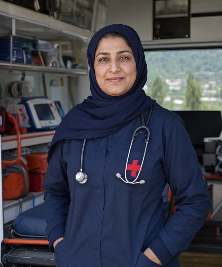 Portrait of Dr. Saima Rauf, Pakistani Chief Paramedic